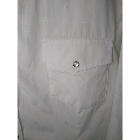 Roper Womens 2x Pearl Snap Front Long Sleeve White on White Horse Jacquard - Picture 4 of 8